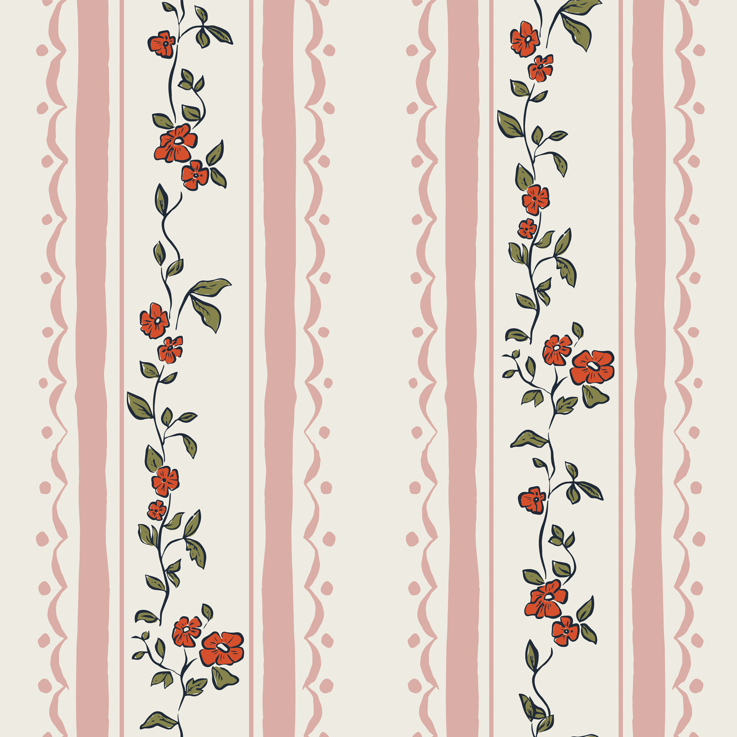 Farmhouse Stripes Pink, Wallpaper