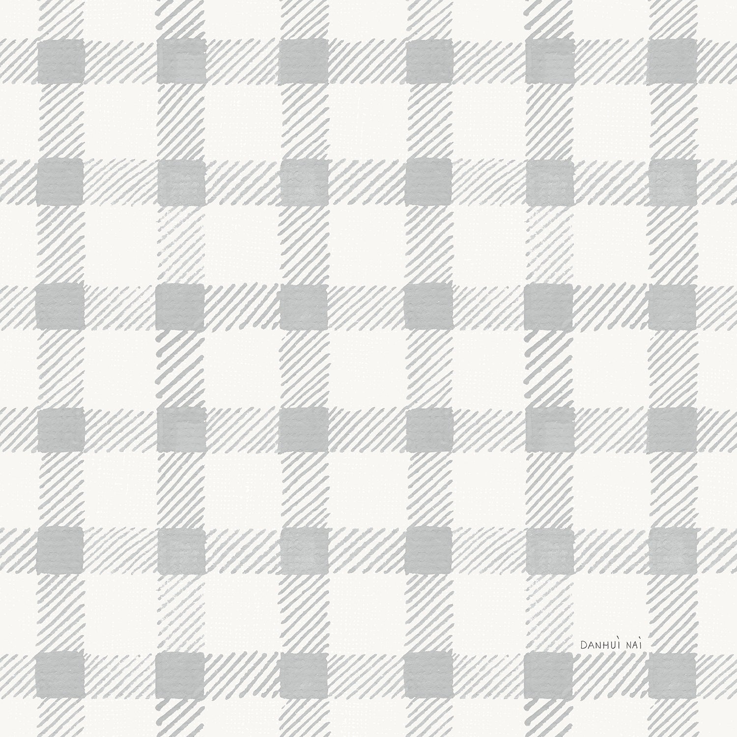 Grey Country Gingham, Wallpaper