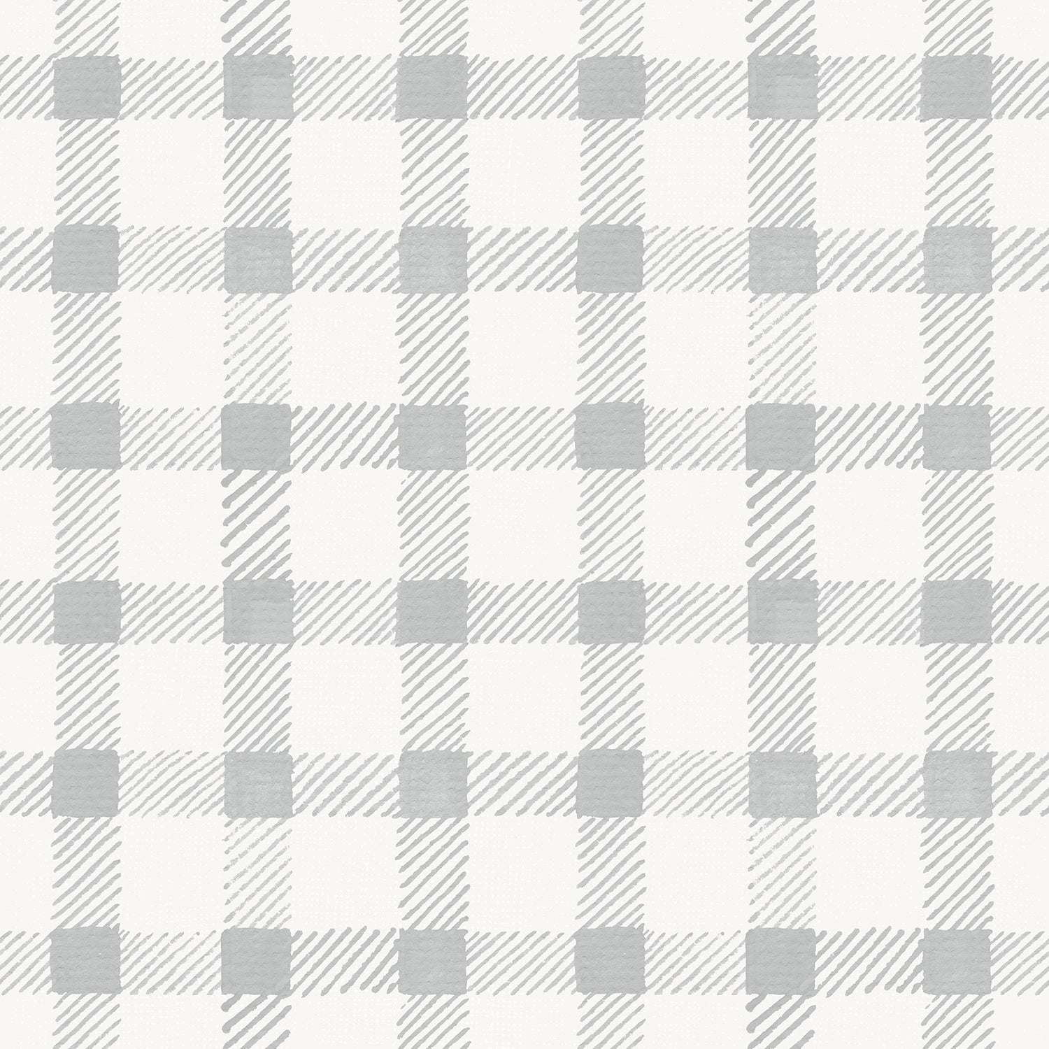 Grey Country Gingham, Wallpaper