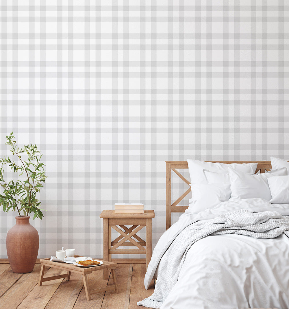 Gingham Grey Wallpaper