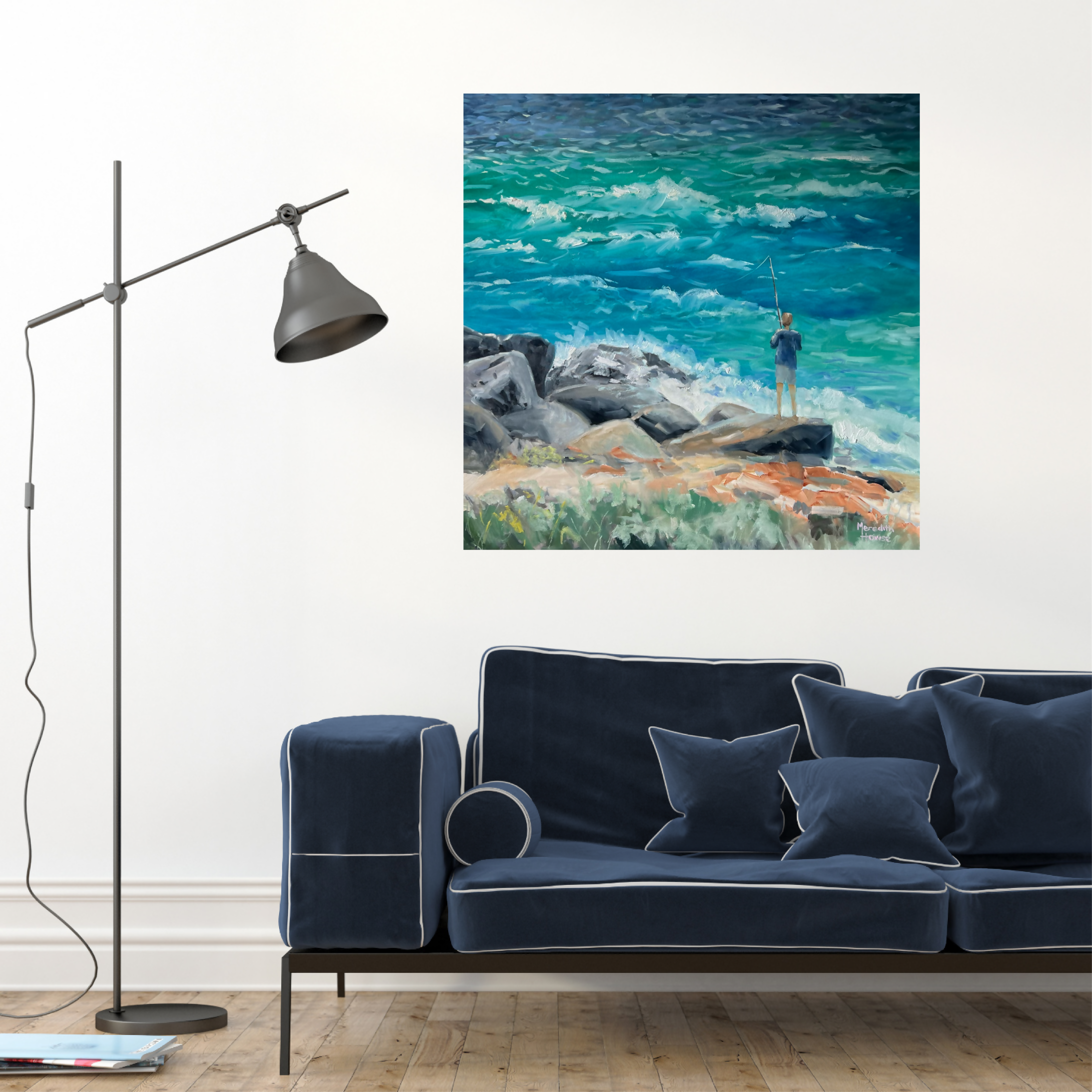 Fishing at Cape Leeuwin, Western Australia, Original Hand-Painted Canvas By Meredith Howse
