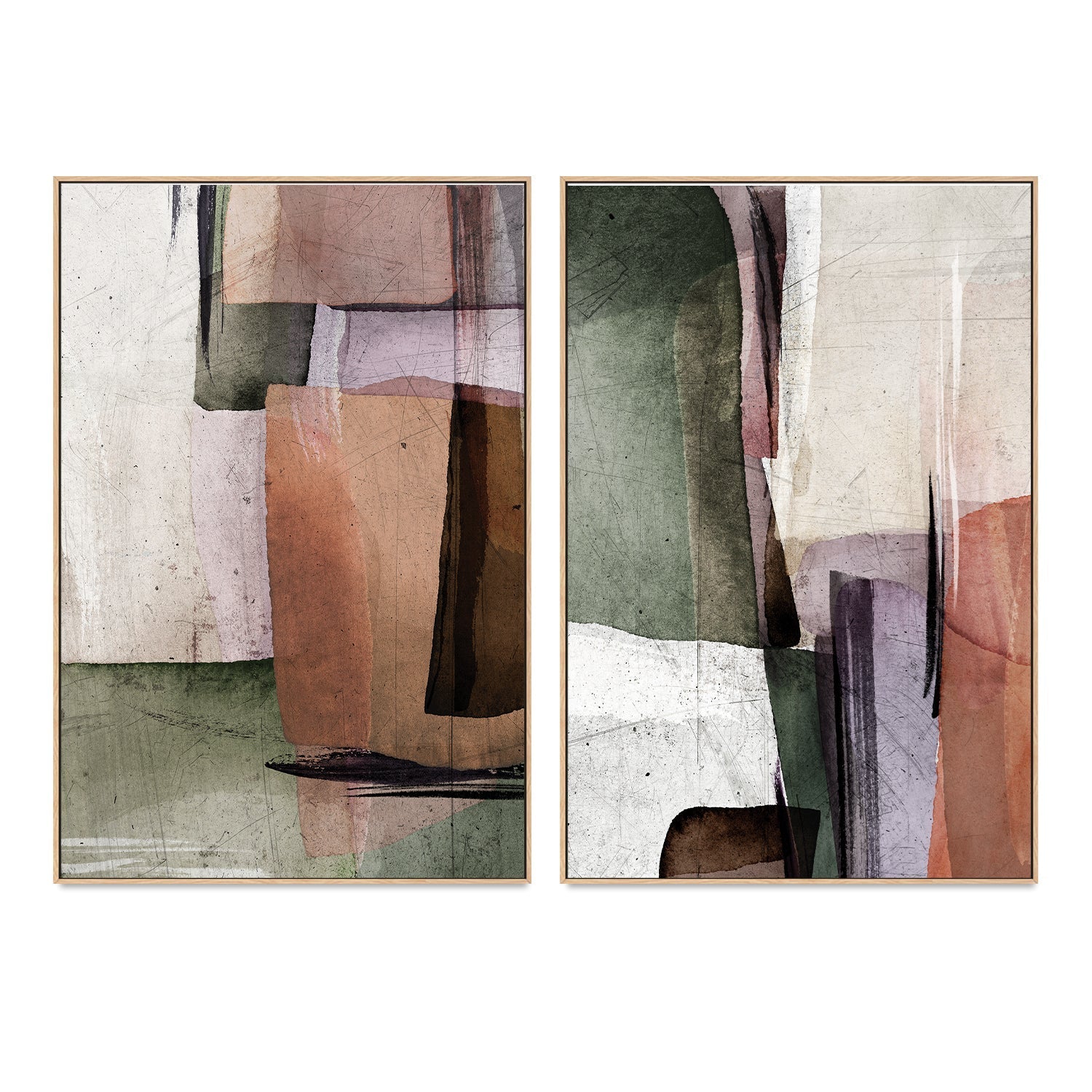 wall-art-print-canvas-poster-framed-Abstract Squares Warm, Set Of 2-by-Dear Musketeer Studio-Gioia Wall Art