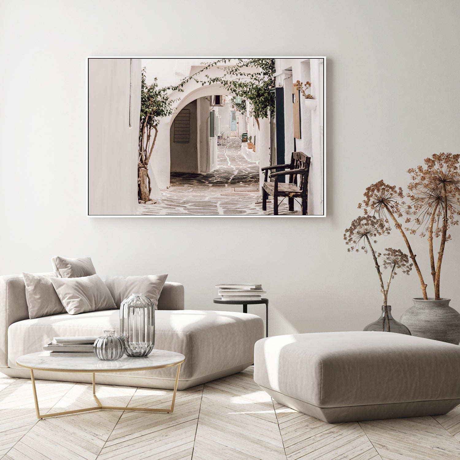 Alley in an old town, Greece-Gioia-Prints-Framed-Canvas-Poster-GIOIA-WALL-ART