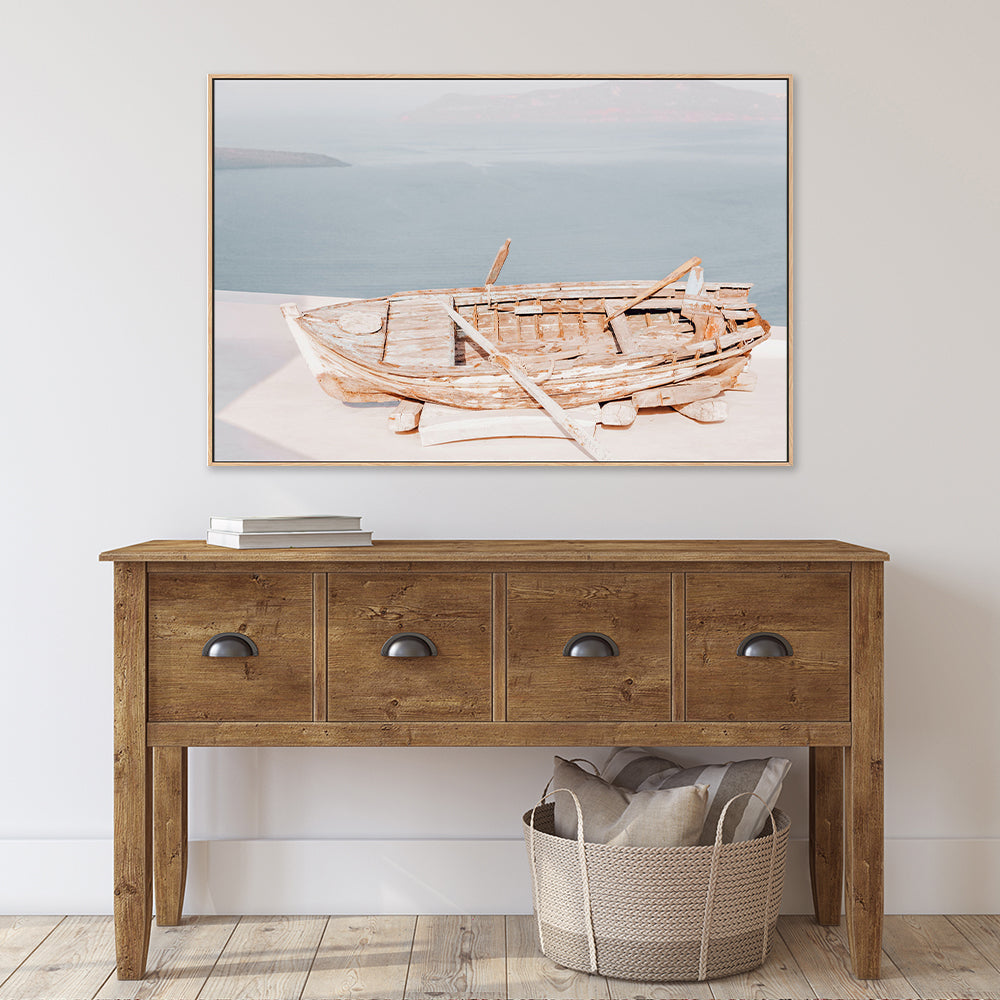 An Old Boat at Santorini-Gioia-Prints-Framed-Canvas-Poster-GIOIA-WALL-ART