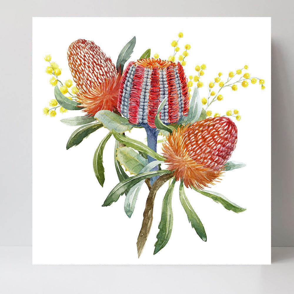 wall-art-print-canvas-poster-framed-Banksia And Wattle Bouquet-by-Gioia Wall Art-Gioia Wall Art