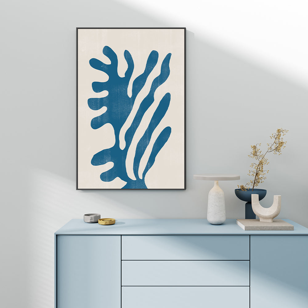 wall-art-print-canvas-poster-framed-Blue Abstract Coral, Style A-GIOIA-WALL-ART