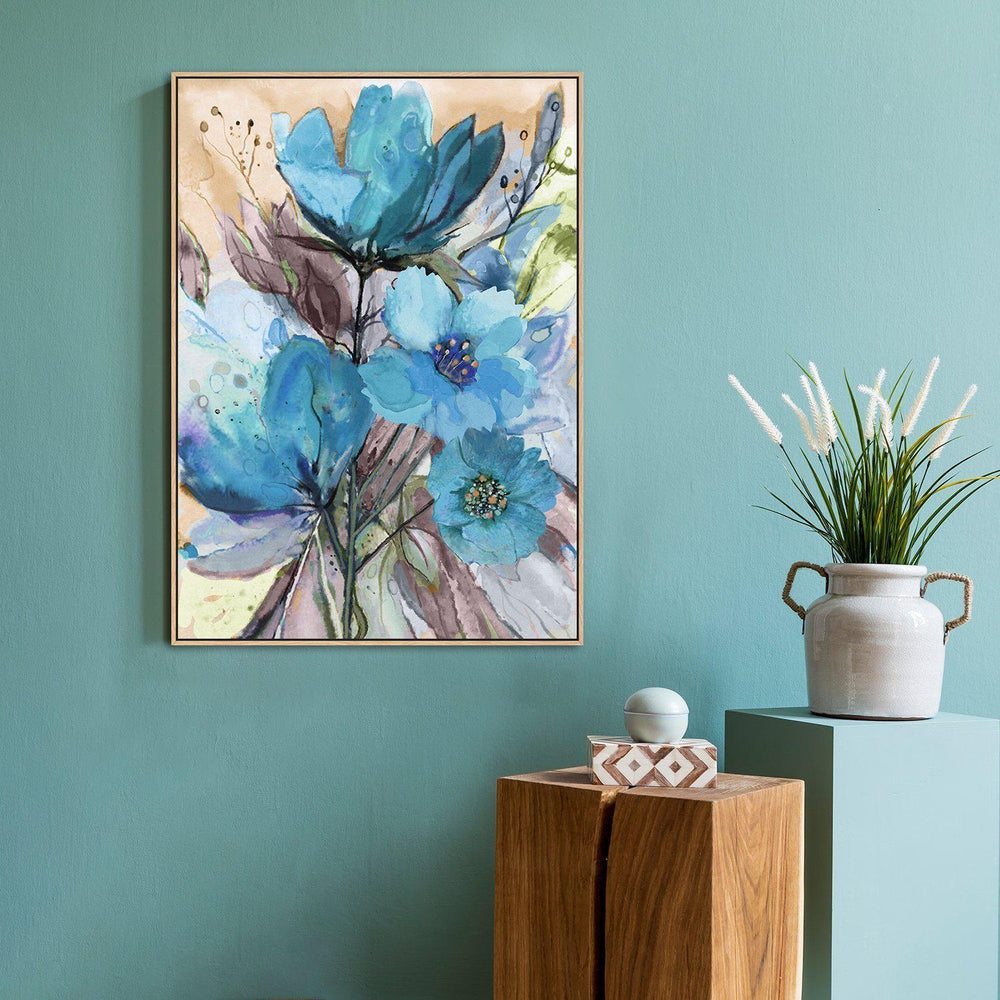 Blue Flowers, Watercolour Painting, Style A |Wall Art Print Framed ...