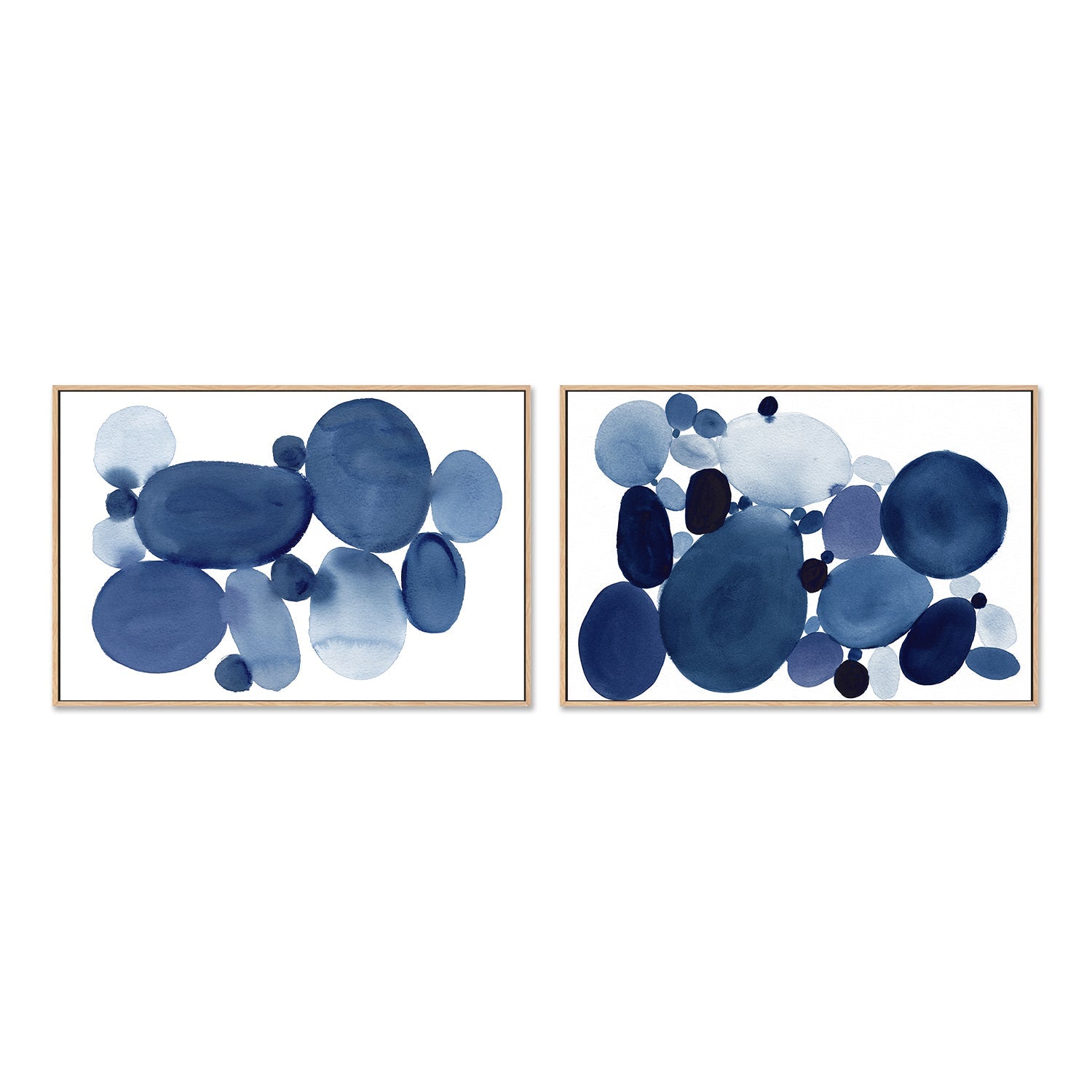 wall-art-print-canvas-poster-framed-Blue Watercolor Stones, Style A& B, Set Of 2 , By Danushka Abeygoda-4