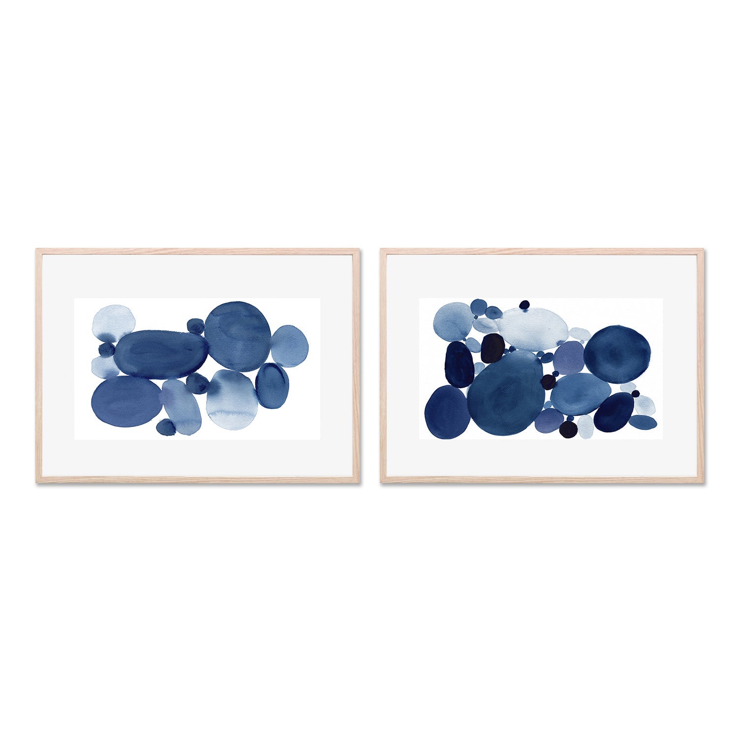 wall-art-print-canvas-poster-framed-Blue Watercolor Stones, Style A& B, Set Of 2 , By Danushka Abeygoda-6