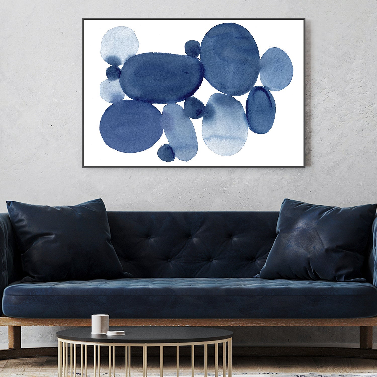 wall-art-print-canvas-poster-framed-Blue Watercolor Stones, Style A , By Danushka Abeygoda-2