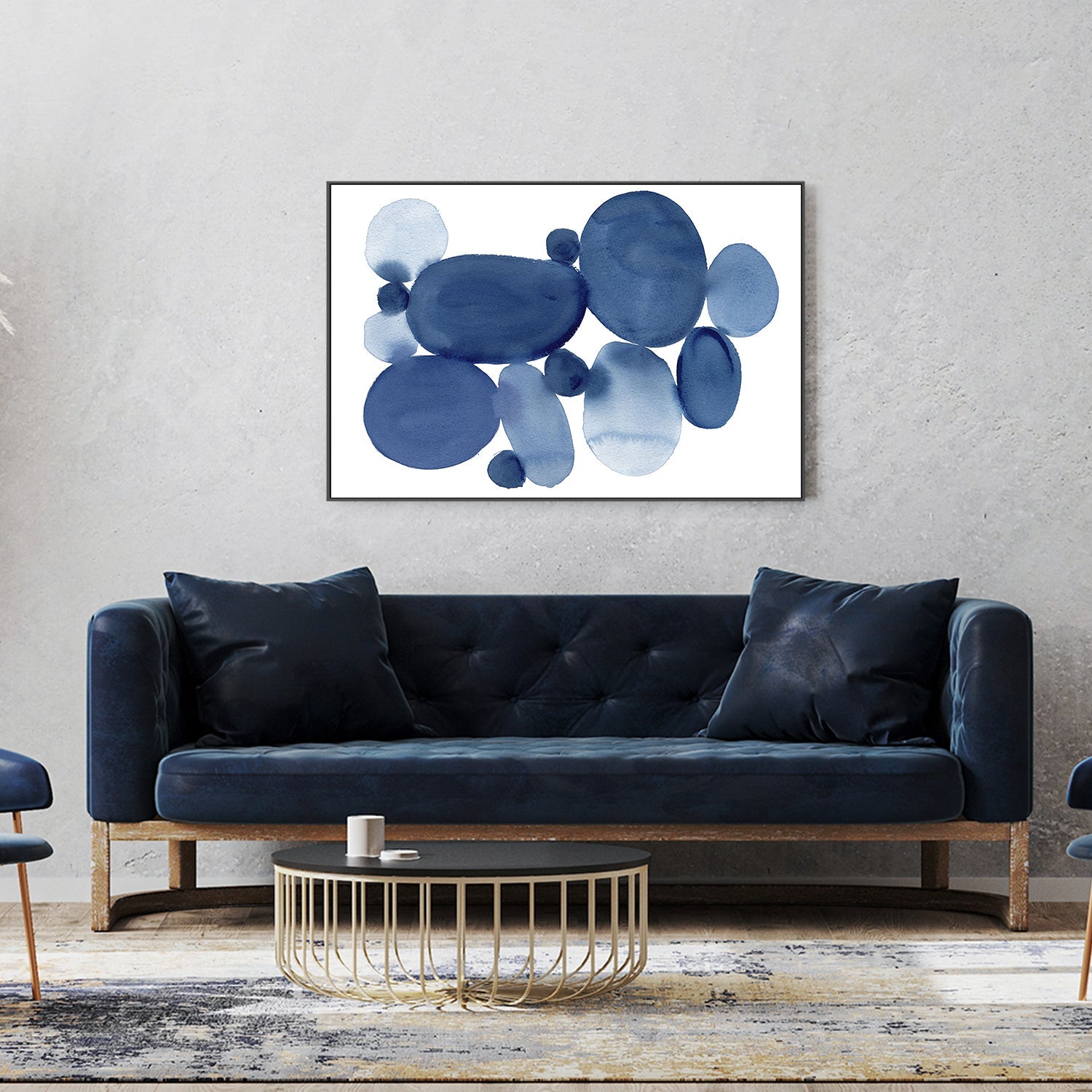 wall-art-print-canvas-poster-framed-Blue Watercolor Stones, Style A , By Danushka Abeygoda-7