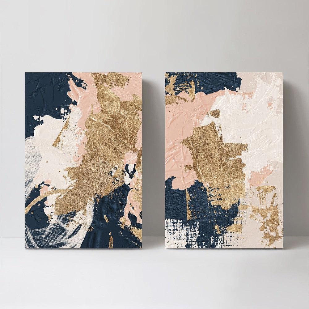 Blush And Navy Abstract, Set Of 2, Style B |Wall Art Print Framed ...