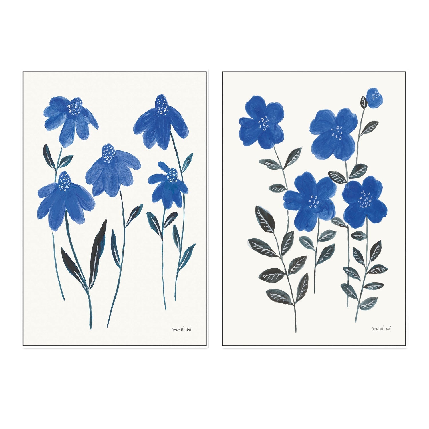 wall-art-print-canvas-poster-framed-Borrowed and Blue, Style A & Style B, Set of 2 , By Danhui Nai-GIOIA-WALL-ART