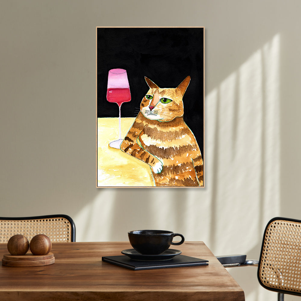 wall-art-print-canvas-poster-framed-Cat At A Bar , By Sharyn Bursic-2