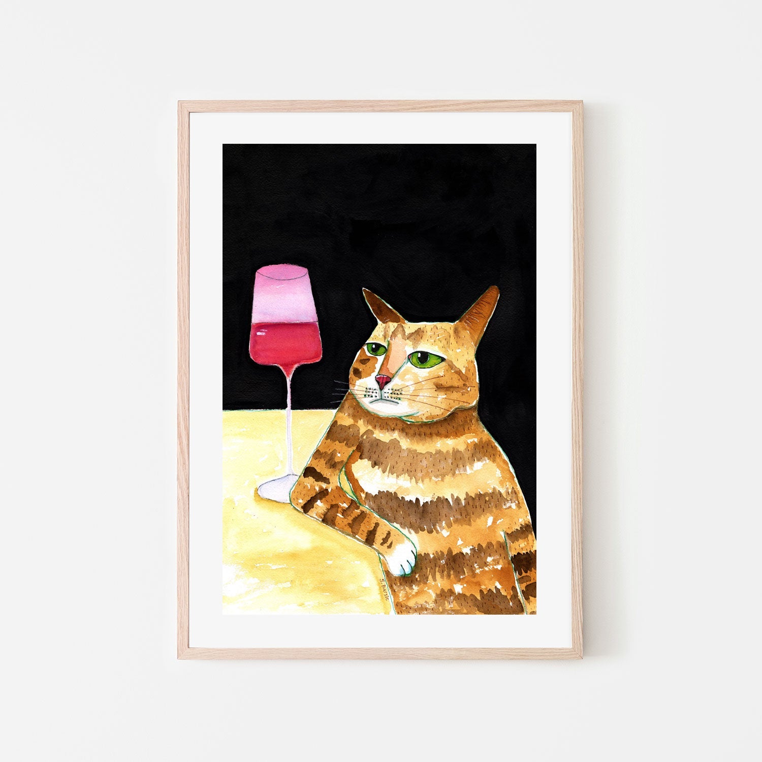 wall-art-print-canvas-poster-framed-Cat At A Bar , By Sharyn Bursic-6