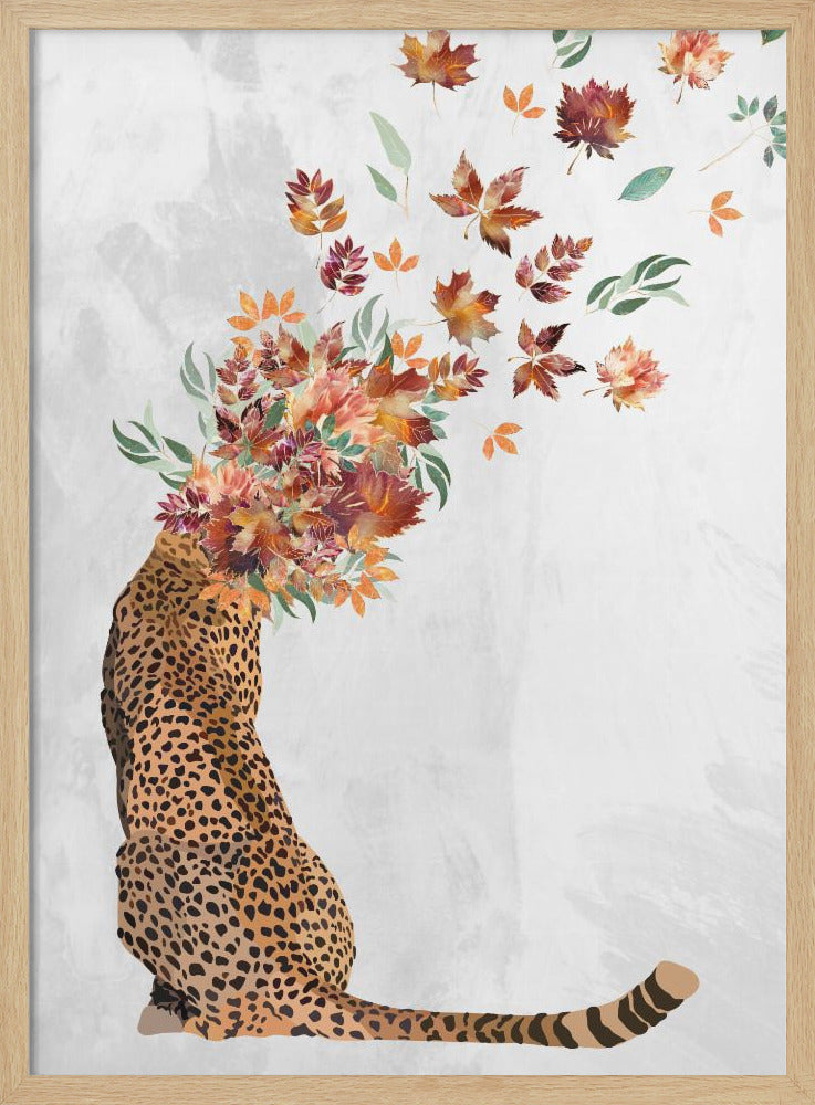 wall-art-print-canvas-poster-framed-Cheetah Autumn Leaves Head , By Sarah Manovski-1