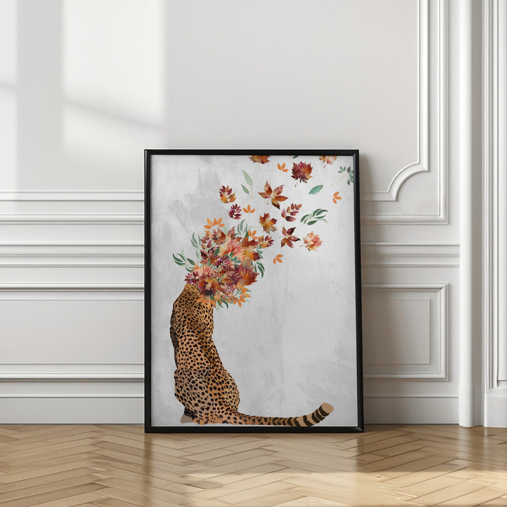 wall-art-print-canvas-poster-framed-Cheetah Autumn Leaves Head , By Sarah Manovski-8