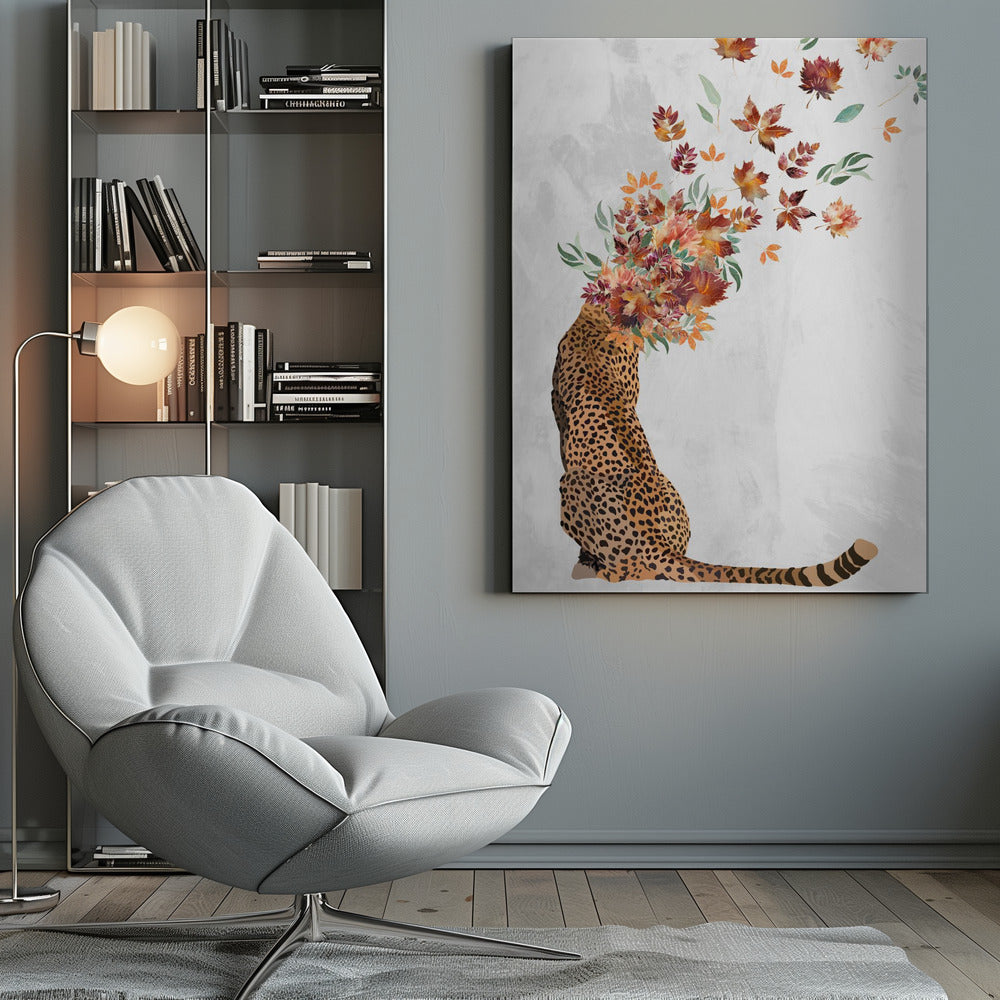 wall-art-print-canvas-poster-framed-Cheetah Autumn Leaves Head , By Sarah Manovski-9