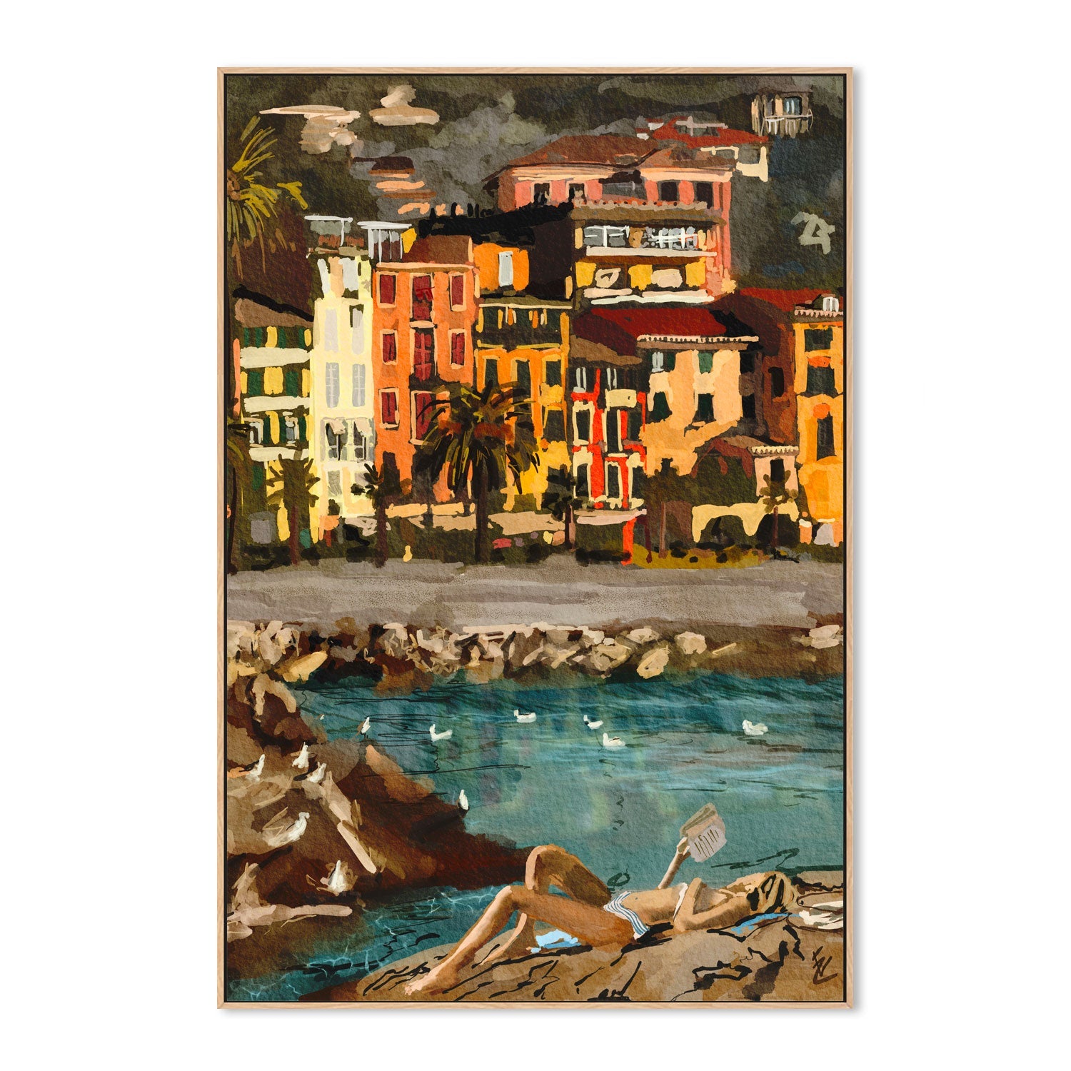 wall-art-print-canvas-poster-framed-Cinque Terre Beach Time , By Ekaterina Zagorska-4