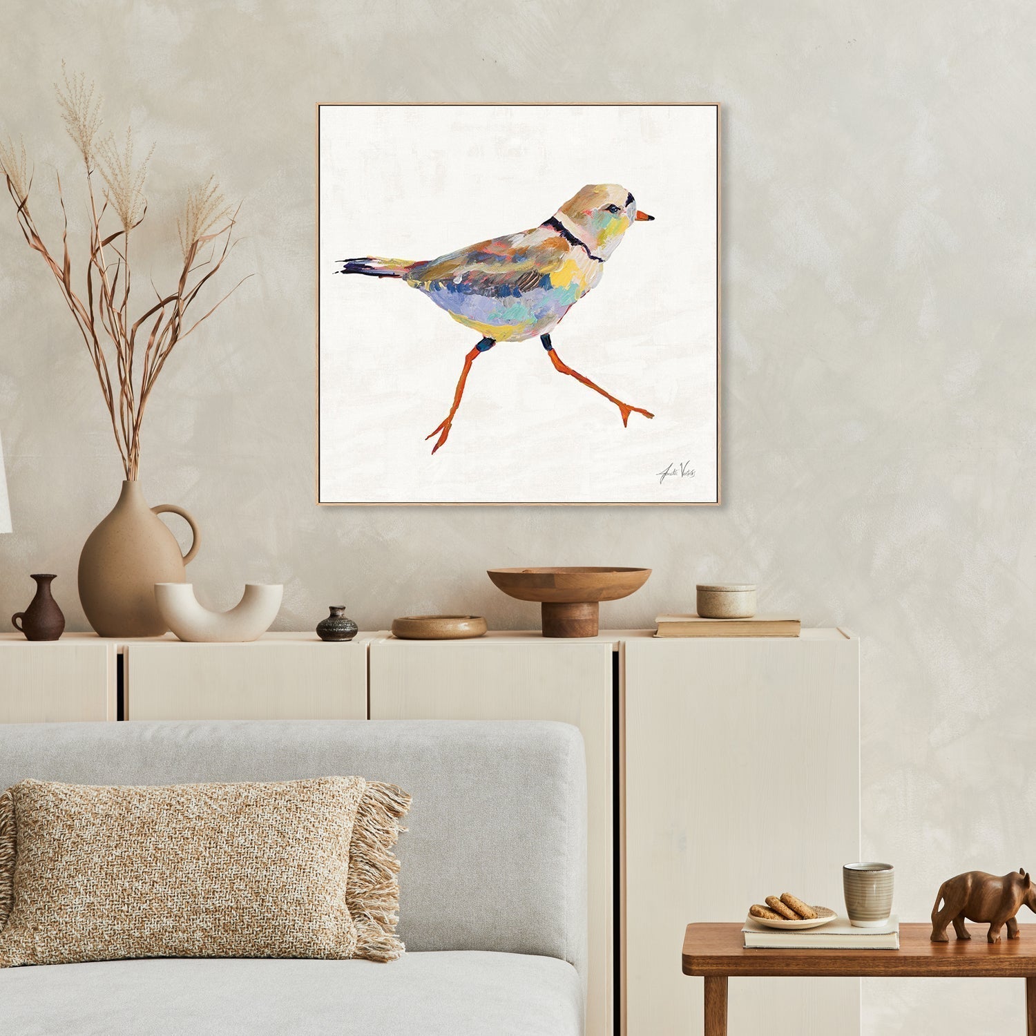 wall-art-print-canvas-poster-framed-Coastal Plover Linen, Style A-by-Jeanette Vertentes-Gioia Wall Art