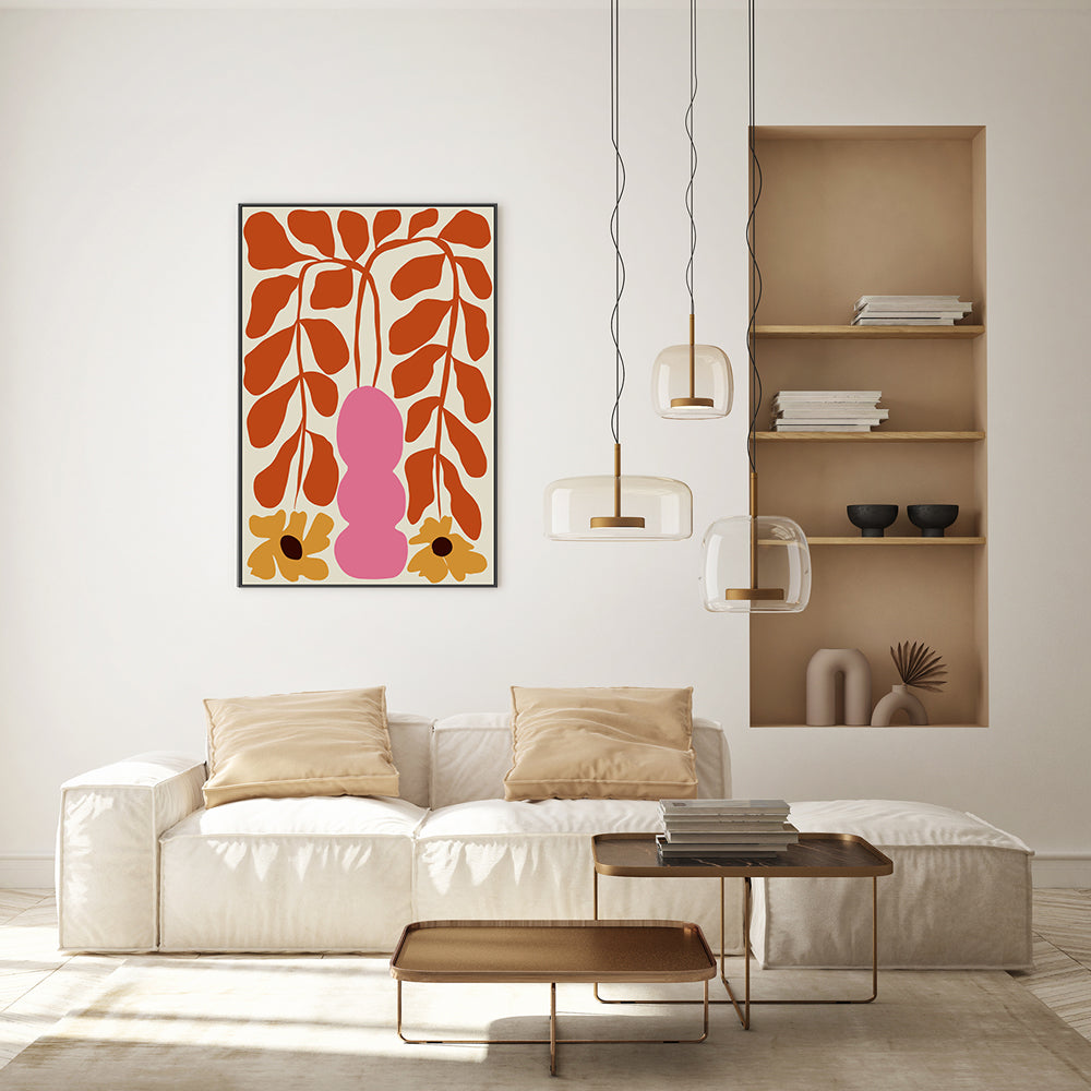 wall-art-print-canvas-poster-framed-Dropping Orange Fern, Style B , By Miho Art Studio-7