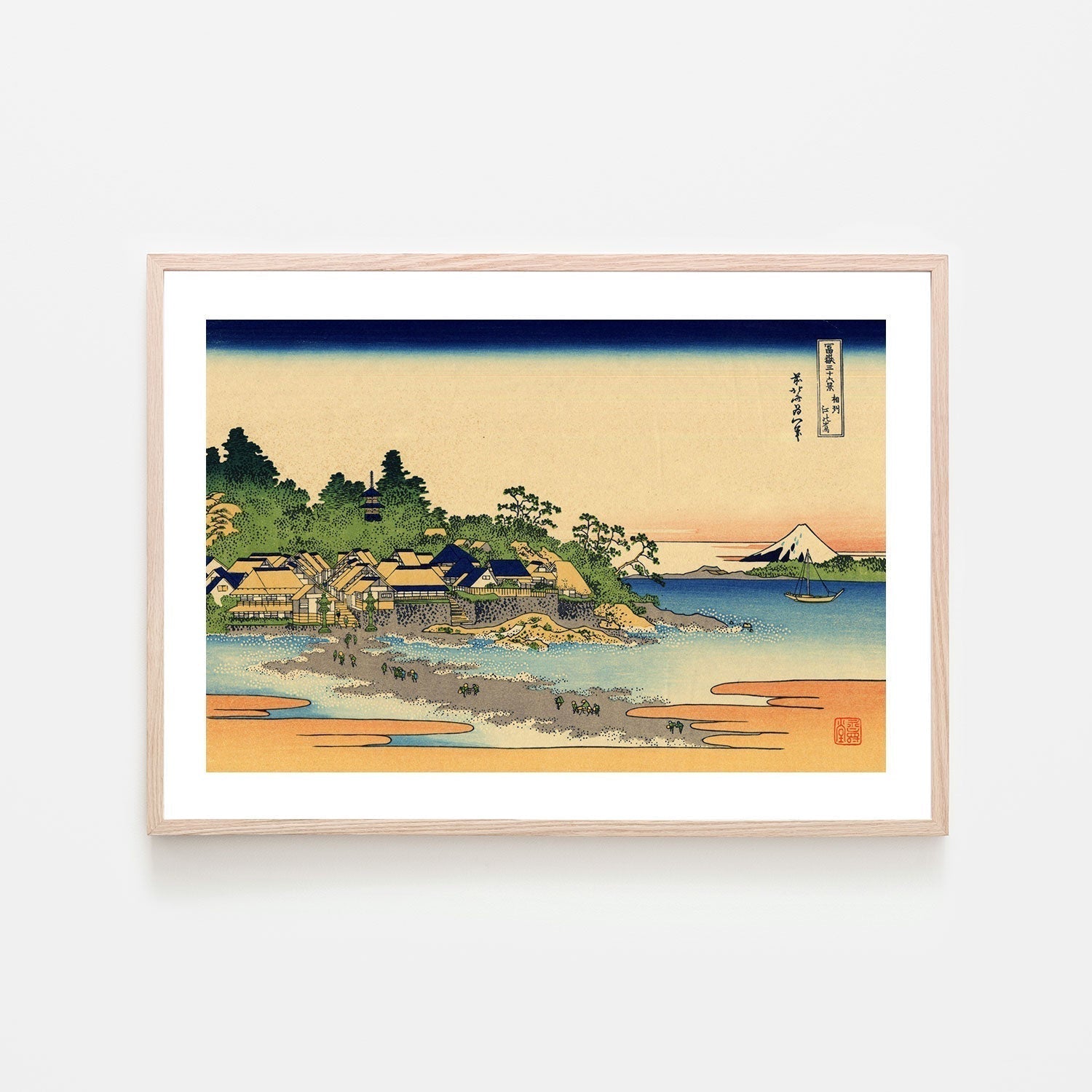 wall-art-print-canvas-poster-framed-Enoshima in the Sagami province, Style A-by-Katsushika Hokusai-Gioia Wall Art