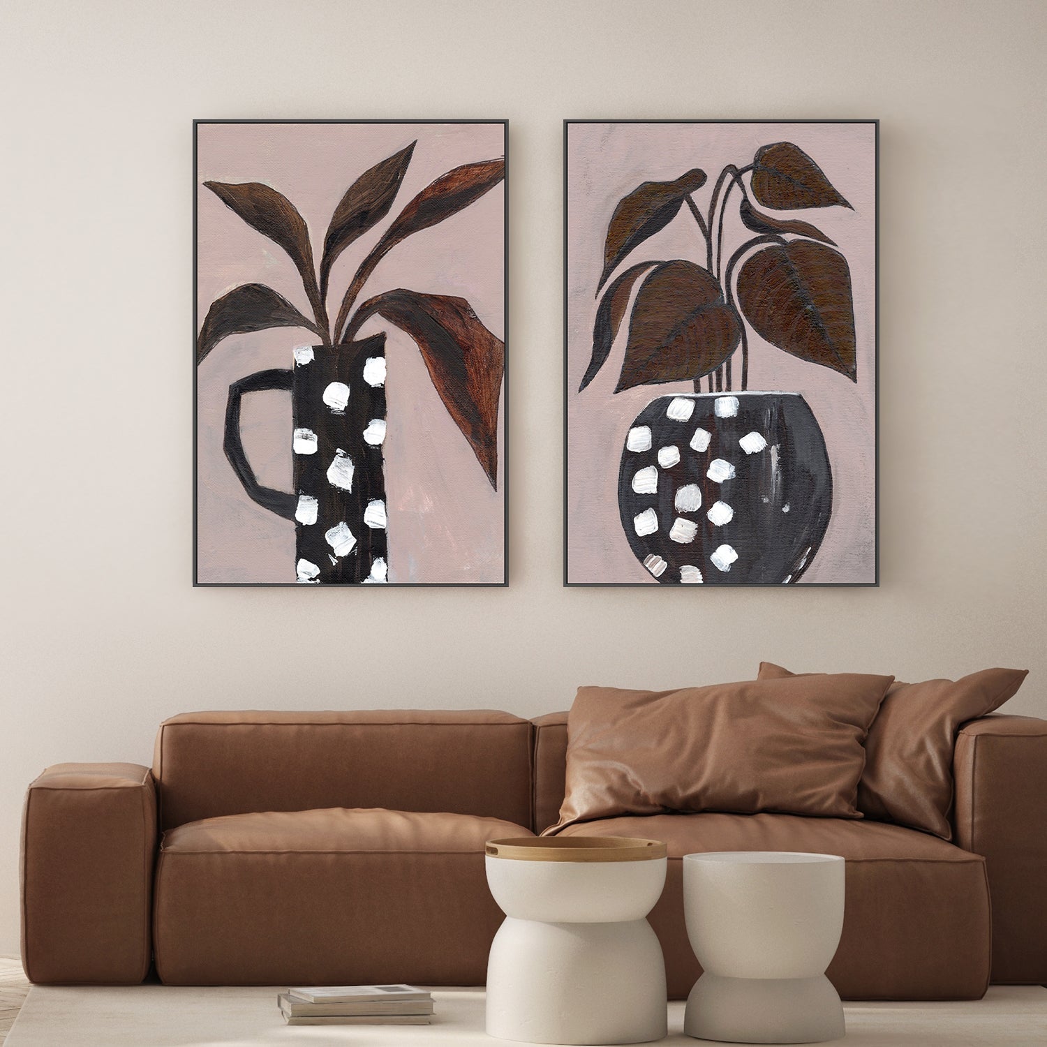 wall-art-print-canvas-poster-framed-Flower Vase, Style A & B, Set Of 2 , By Nikita Jariwala-2