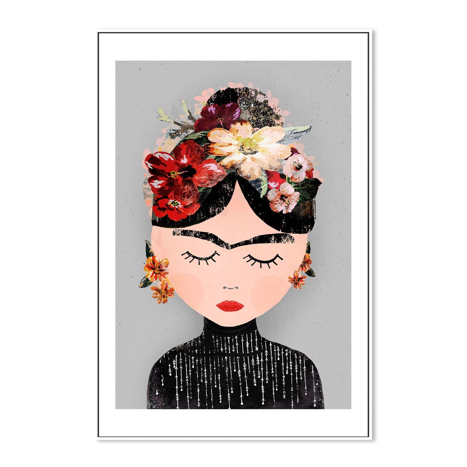 wall-art-print-canvas-poster-framed-Frida, Grey Version , By Treechild-GIOIA-WALL-ART