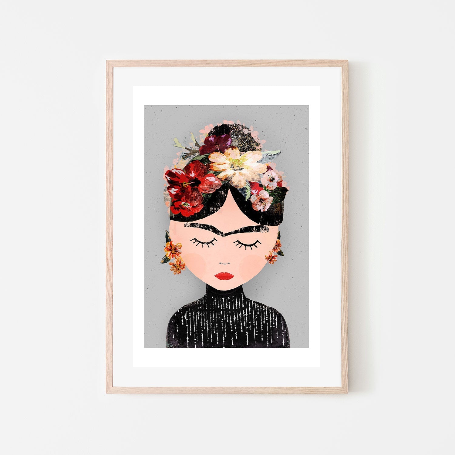 wall-art-print-canvas-poster-framed-Frida, Grey Version , By Treechild-GIOIA-WALL-ART