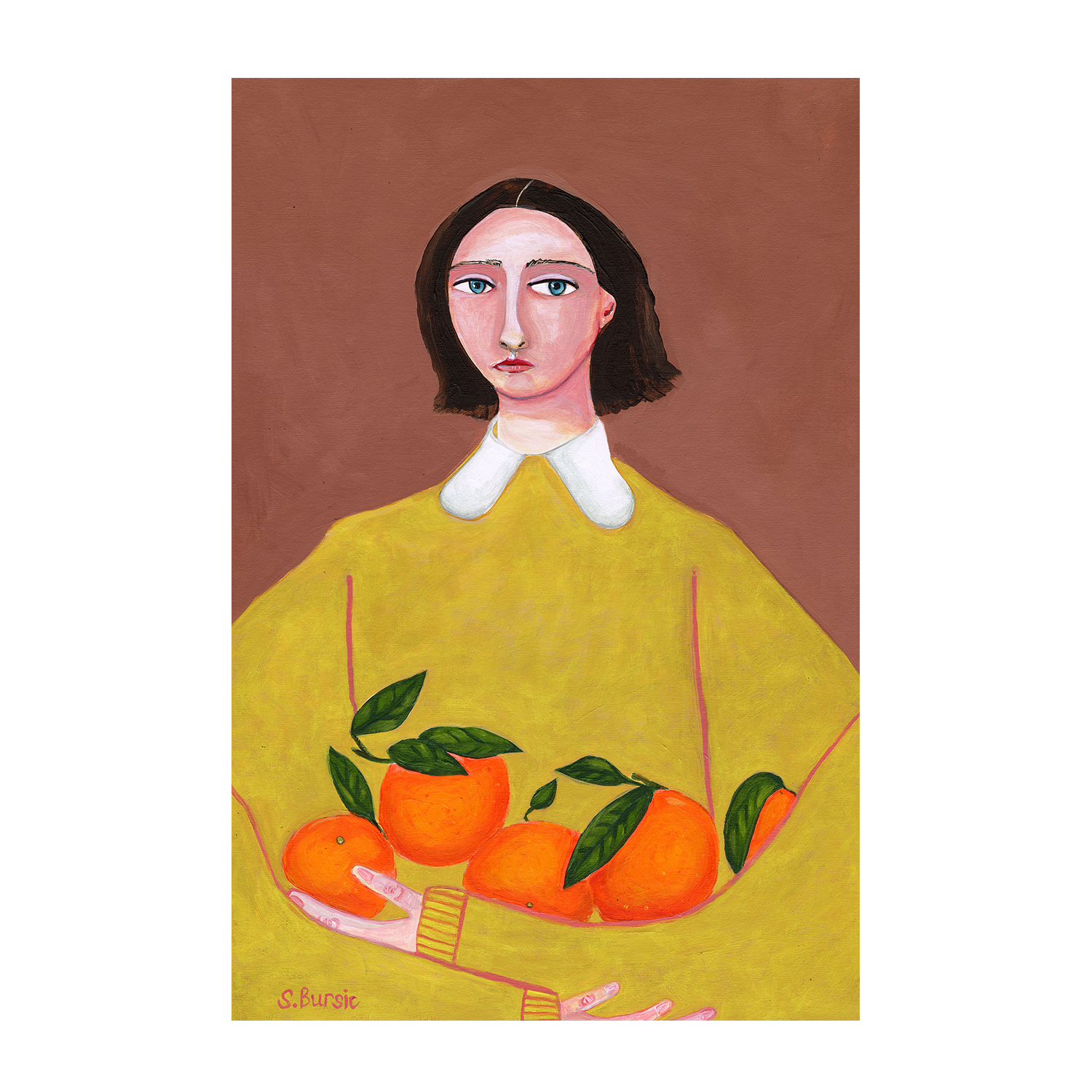 wall-art-print-canvas-poster-framed-Girl And Her Oranges , By Sharyn Bursic-1