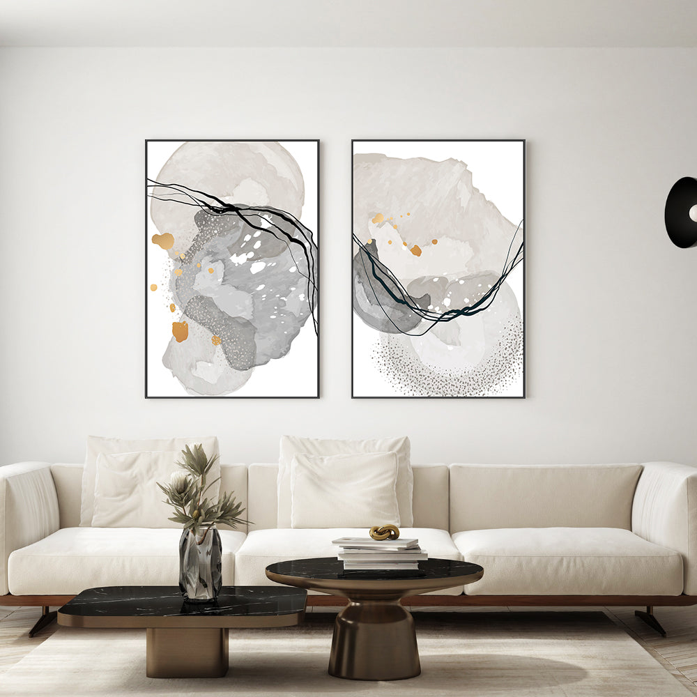 wall-art-print-canvas-poster-framed-Gold Dust, Style C & D, Set Of 2-GIOIA-WALL-ART