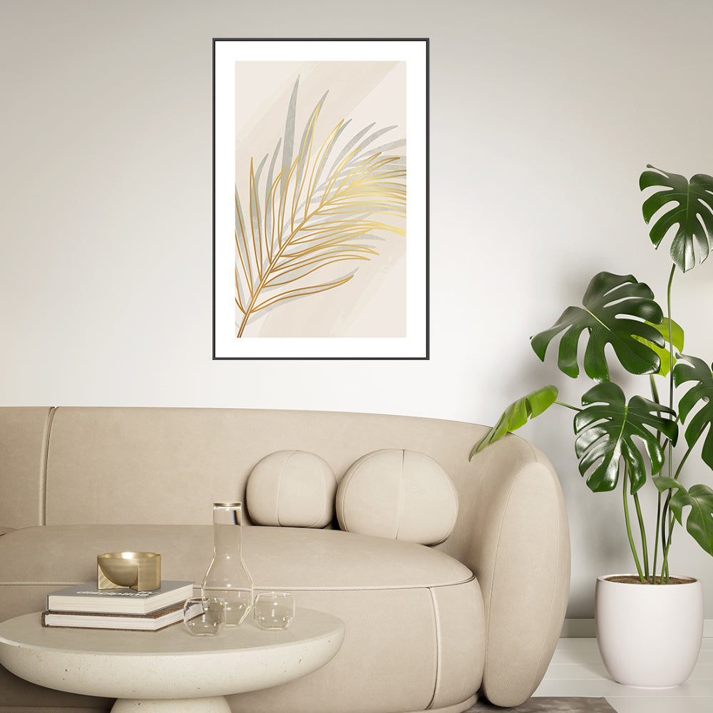 wall-art-print-canvas-poster-framed-Golden Palm Leaf, Style A-GIOIA-WALL-ART