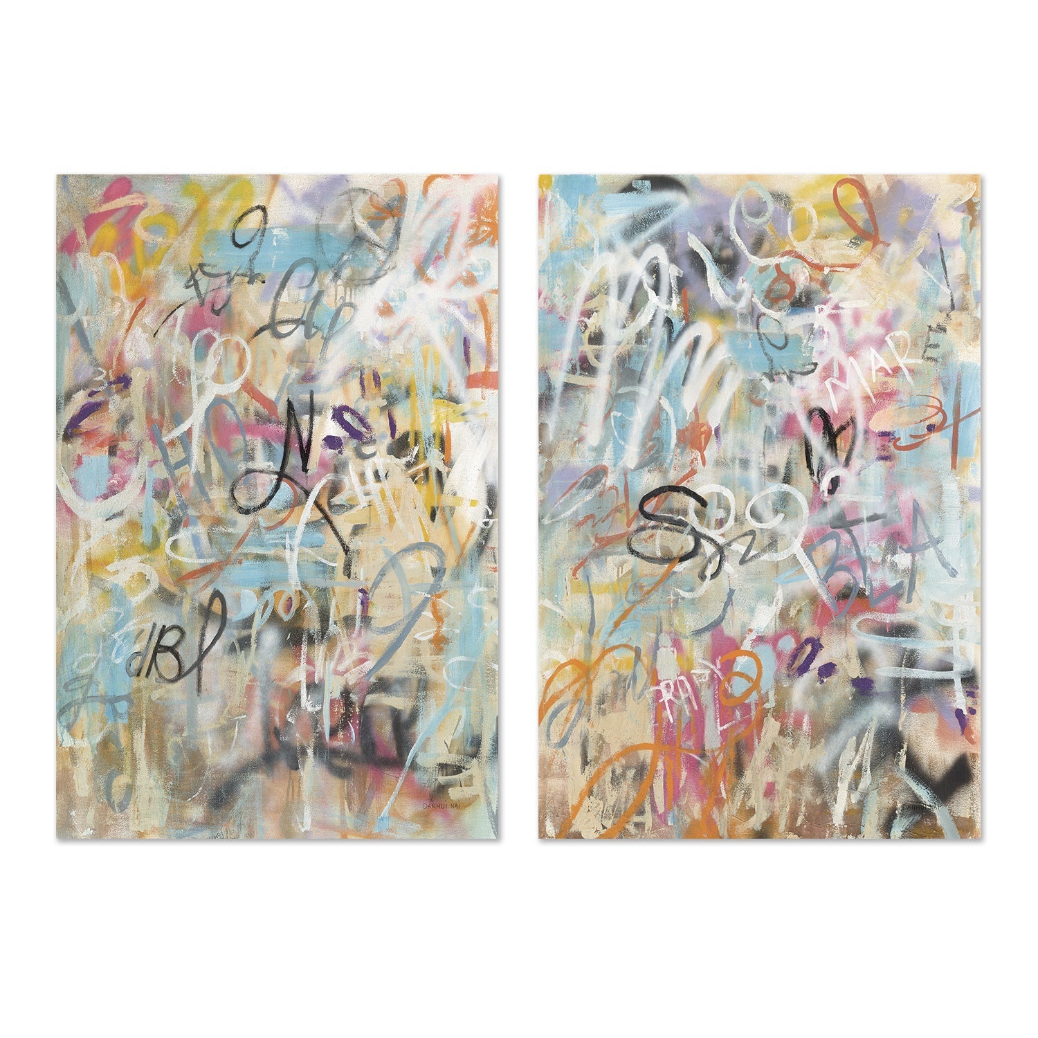 Graffiti Love, Style A & B, Set Of 2 , By Danhui Nai |Wall Art Print ...