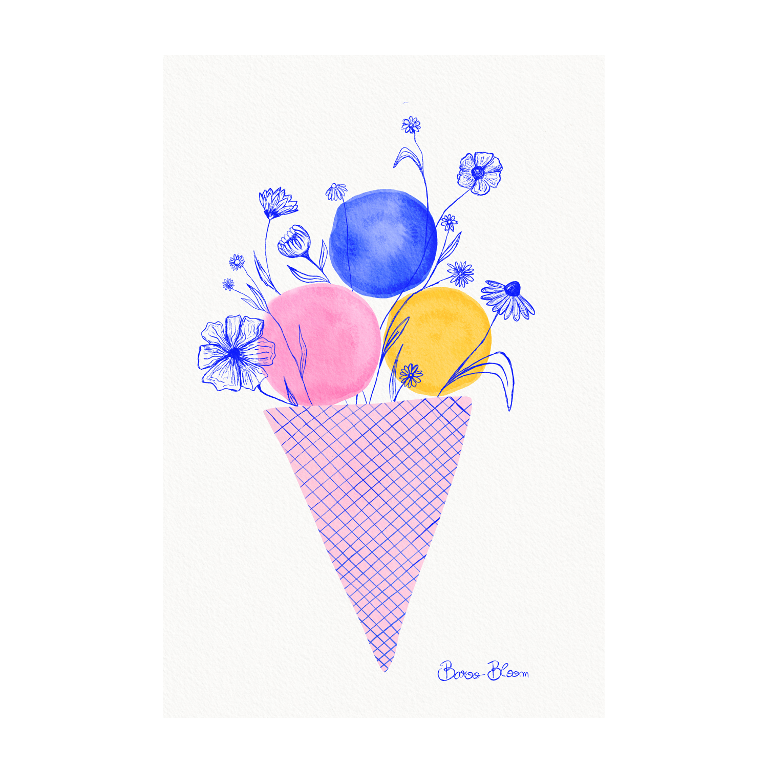 wall-art-print-canvas-poster-framed-Ice Cream Flowers-1