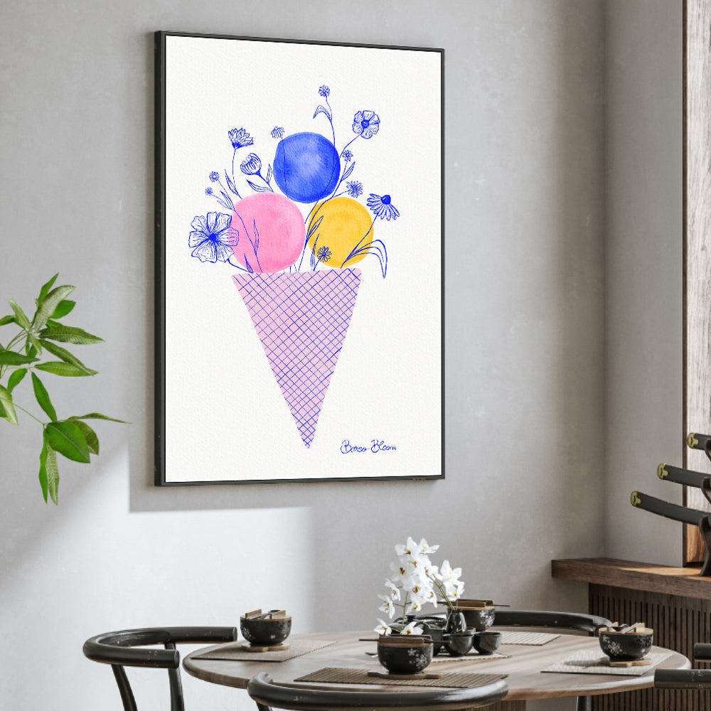 wall-art-print-canvas-poster-framed-Ice Cream Flowers-2