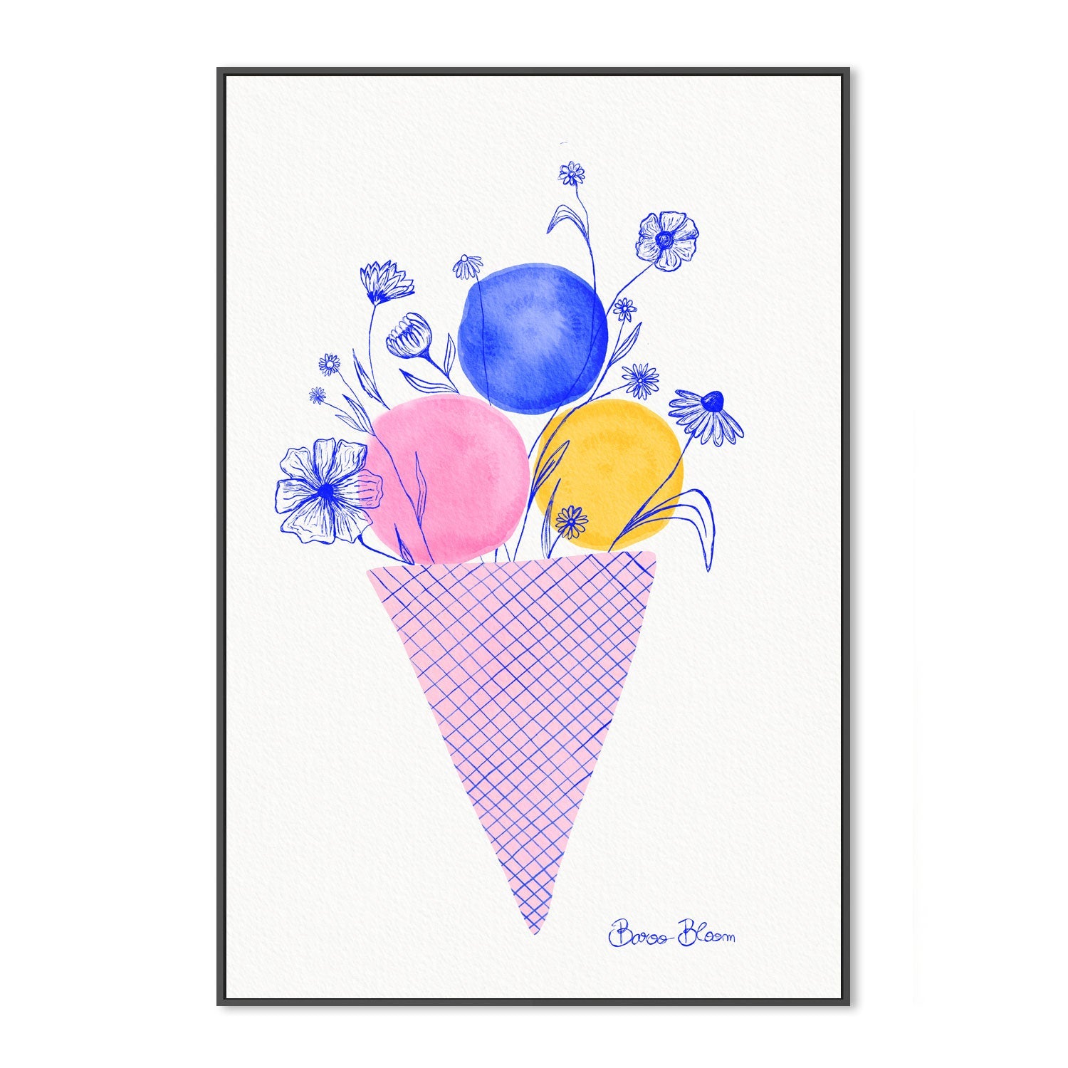 wall-art-print-canvas-poster-framed-Ice Cream Flowers-3