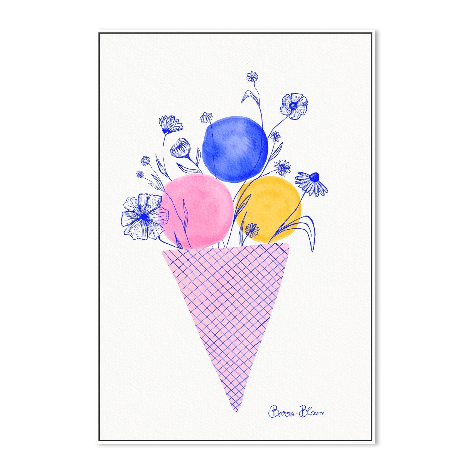 wall-art-print-canvas-poster-framed-Ice Cream Flowers-5