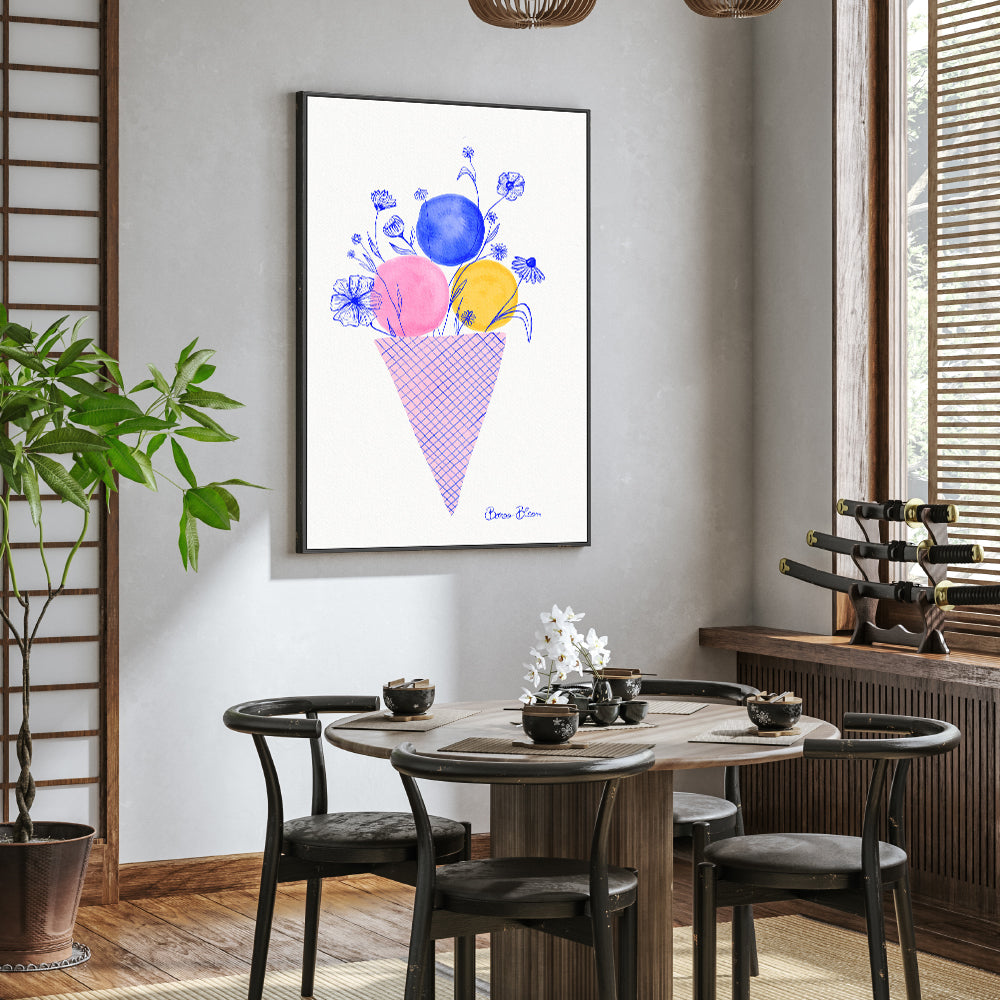 wall-art-print-canvas-poster-framed-Ice Cream Flowers-7