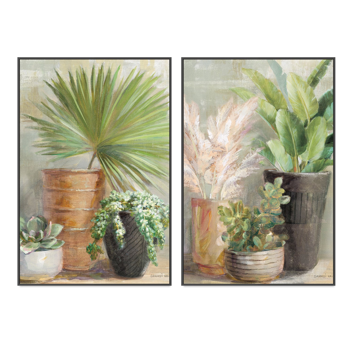 wall-art-print-canvas-poster-framed-Indoor Garden, Set of 2-by-Danhui Nai-Gioia Wall Art