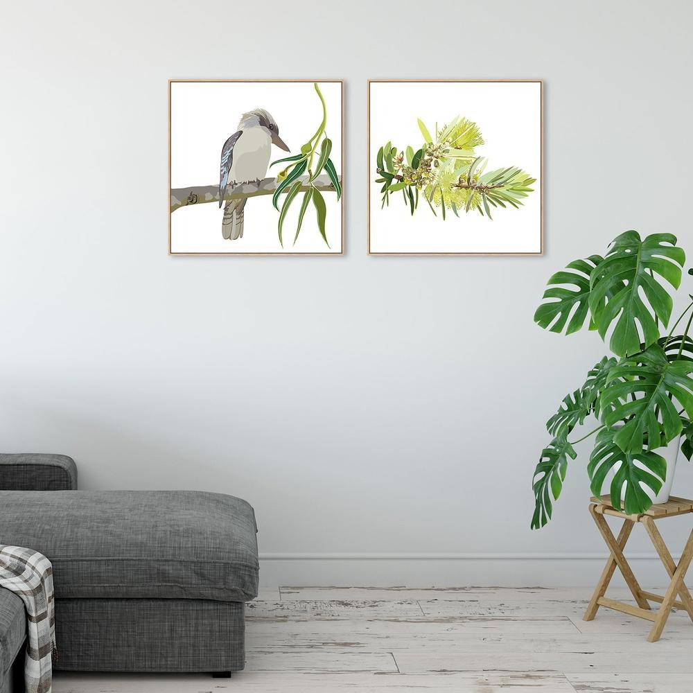 wall-art-print-canvas-poster-framed-Kookaburra And Eucalyptus, Set Of 2-by-Gioia Wall Art-Gioia Wall Art