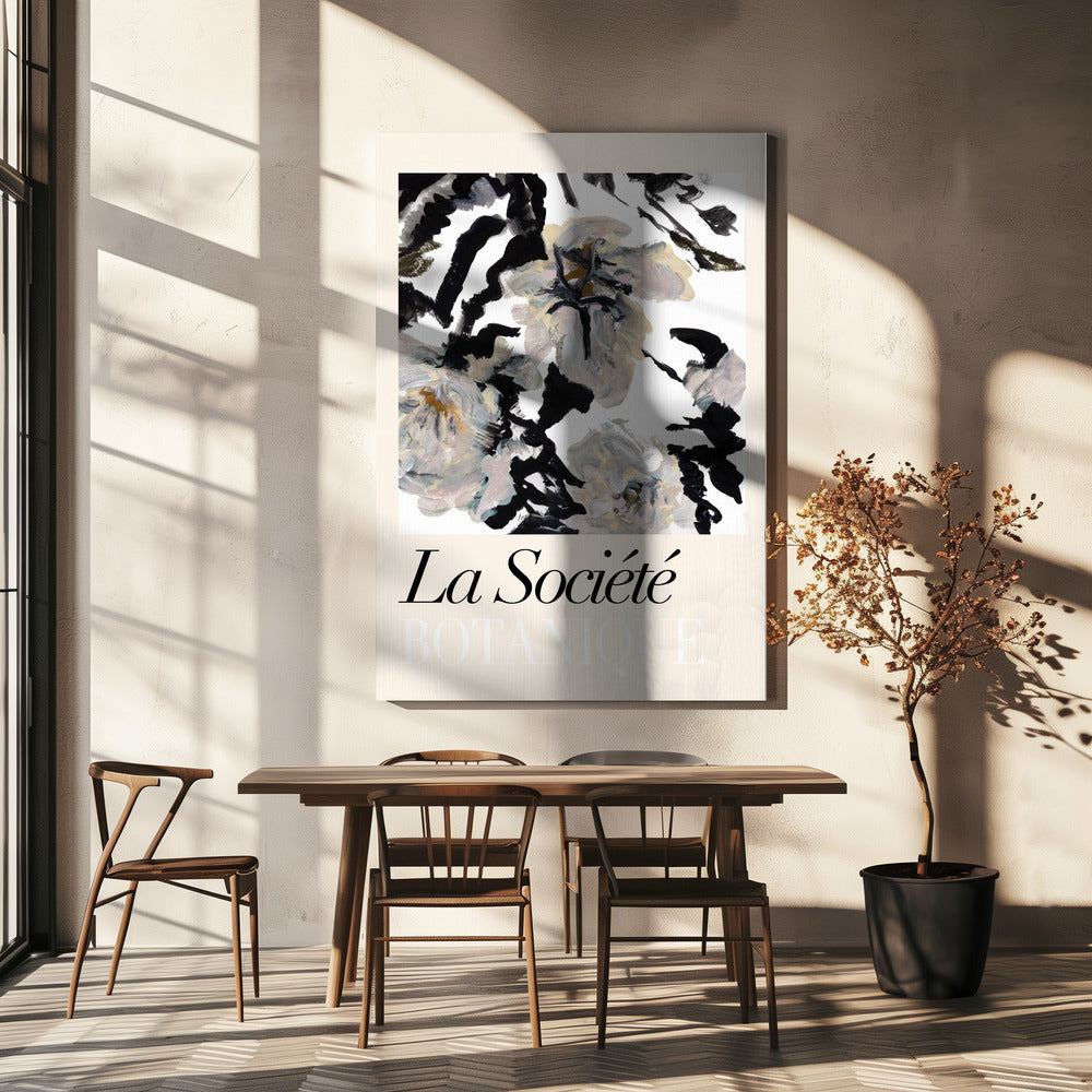 wall-art-print-canvas-poster-framed-La Société Botanique Balck and White and Cream Flowers 2 , By cartissi-4