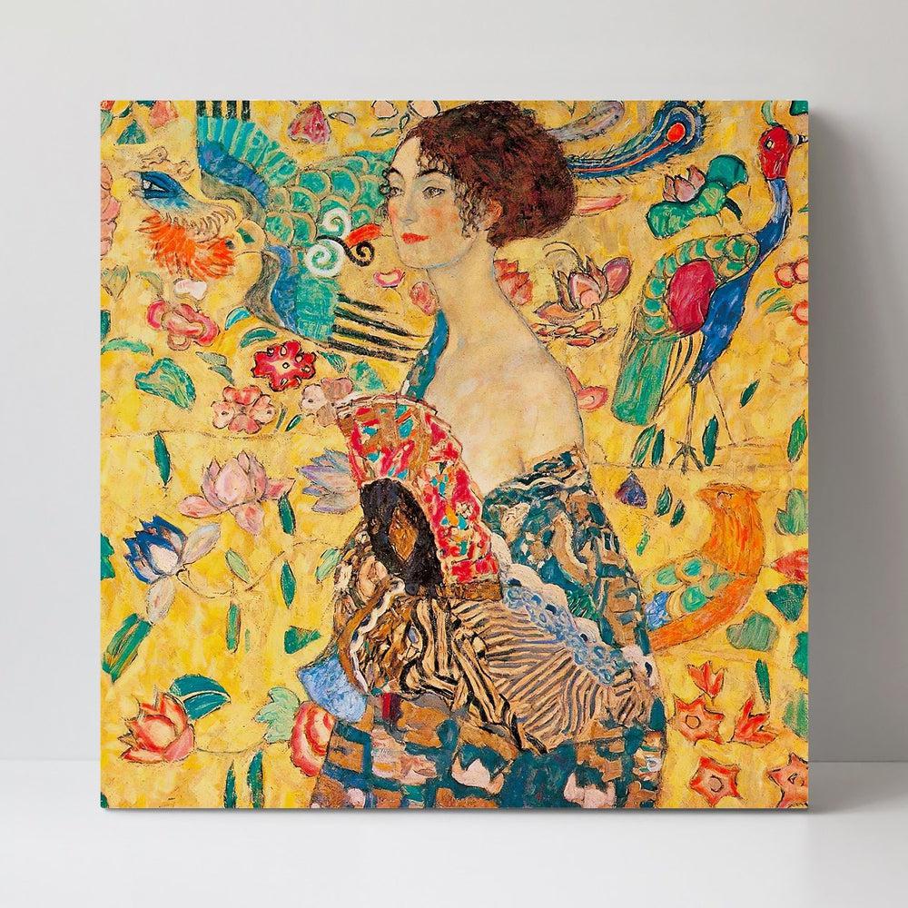 wall-art-print-canvas-poster-framed-Lady With Fan, By Gustav Klimt-by-Gioia Wall Art-Gioia Wall Art