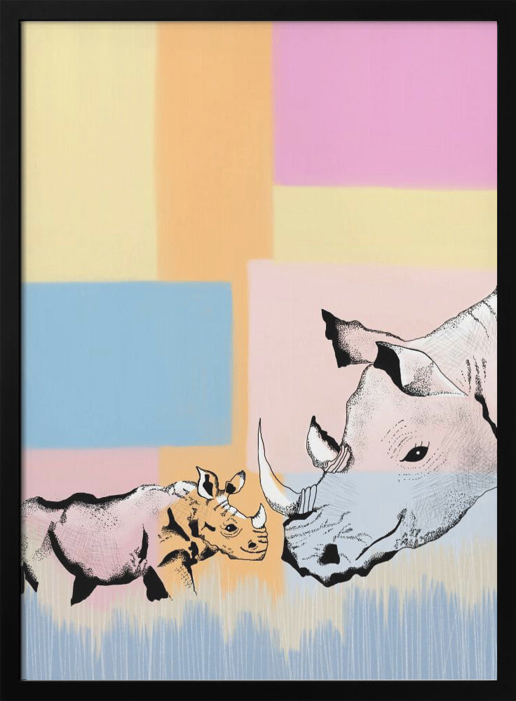 wall-art-print-canvas-poster-framed-Mama Rhino and Baby , By Art by the Ocean-3