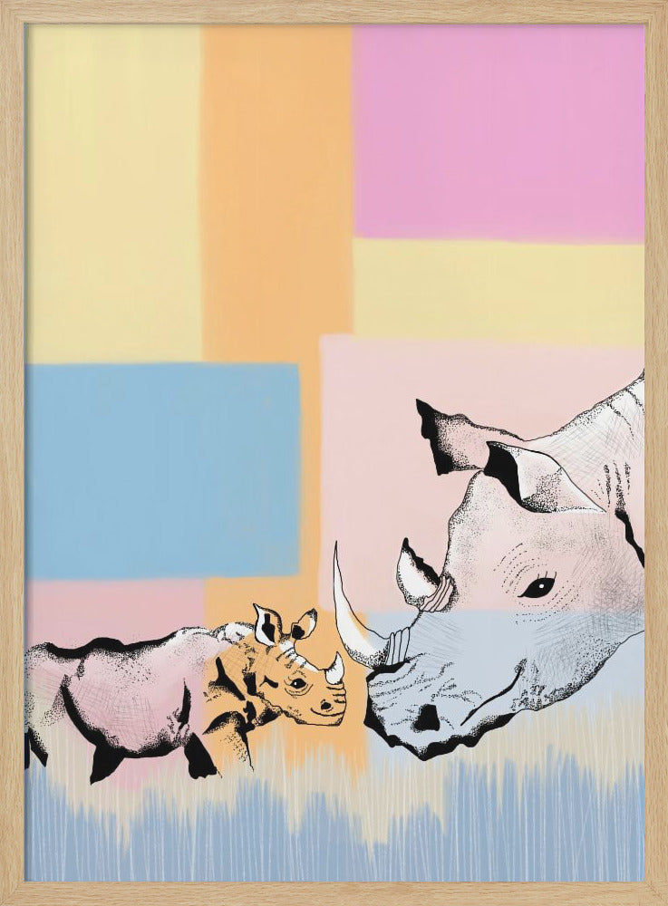 wall-art-print-canvas-poster-framed-Mama Rhino and Baby , By Art by the Ocean-4