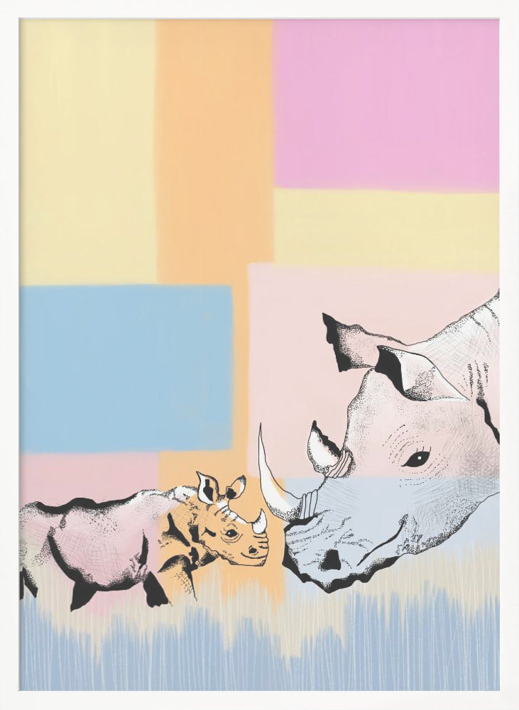 wall-art-print-canvas-poster-framed-Mama Rhino and Baby , By Art by the Ocean-5