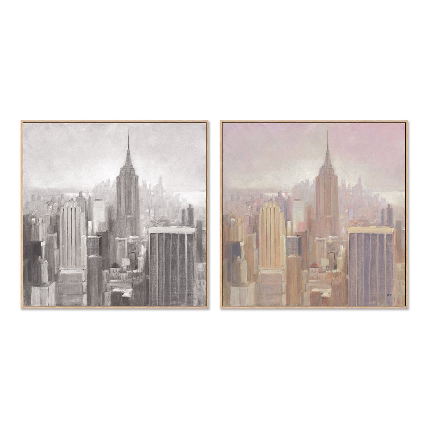 wall-art-print-canvas-poster-framed-Manhattan in the Mist, Set of 2-by-Julia Purinton-Gioia Wall Art