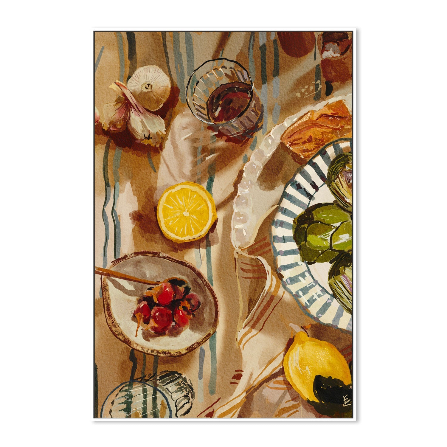 wall-art-print-canvas-poster-framed-Mediterranean Lunch , By Ekaterina Zagorska-5