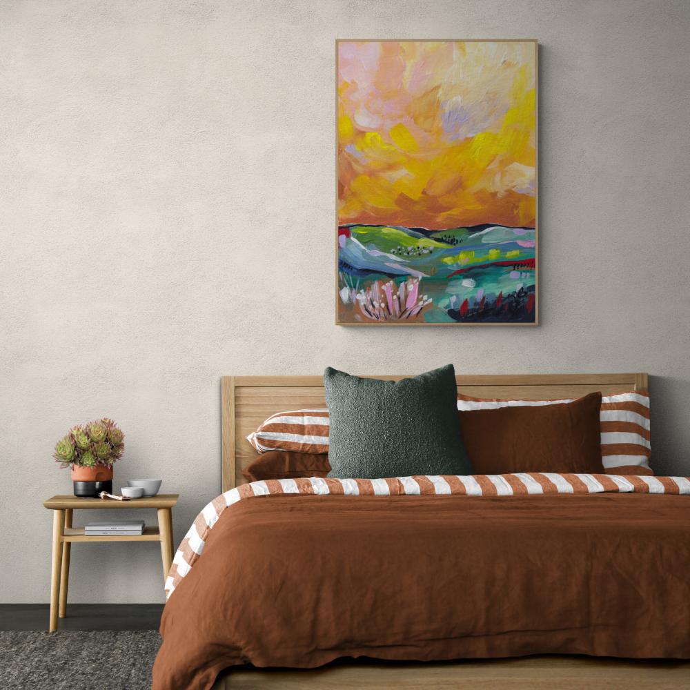 wall-art-print-canvas-poster-framed-Moody Yellow Landscape-by-Lia Nell-Gioia Wall Art