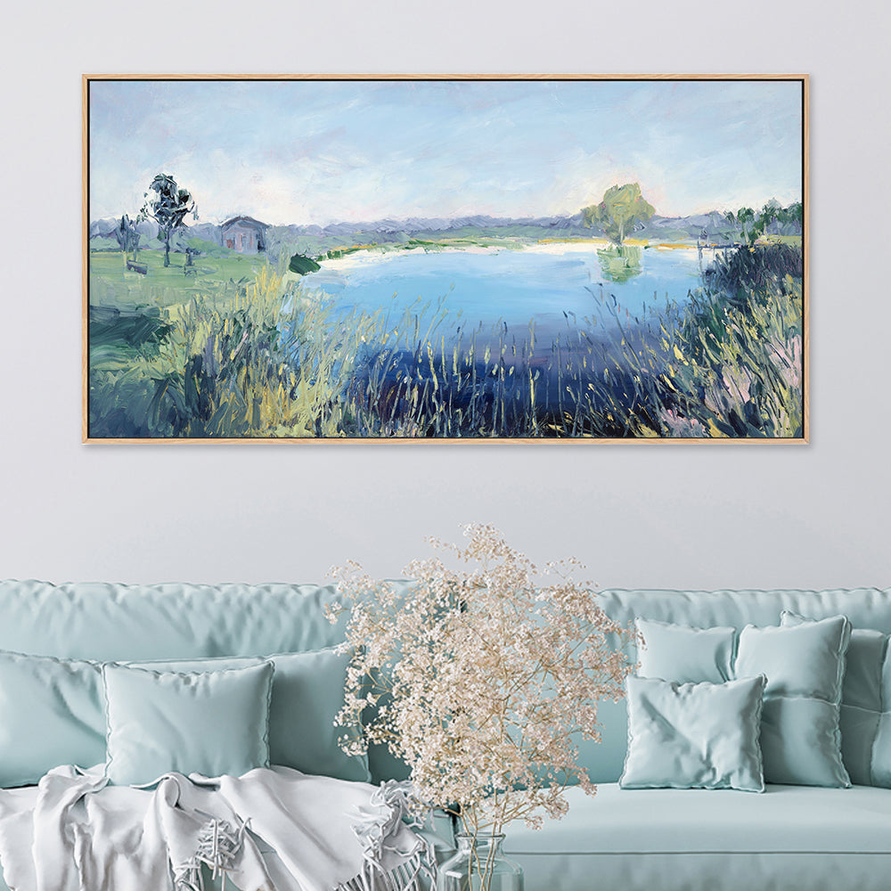 wall-art-print-canvas-poster-framed-Mudgee Vineyard Dam-by-Meredith Howse-Gioia Wall Art