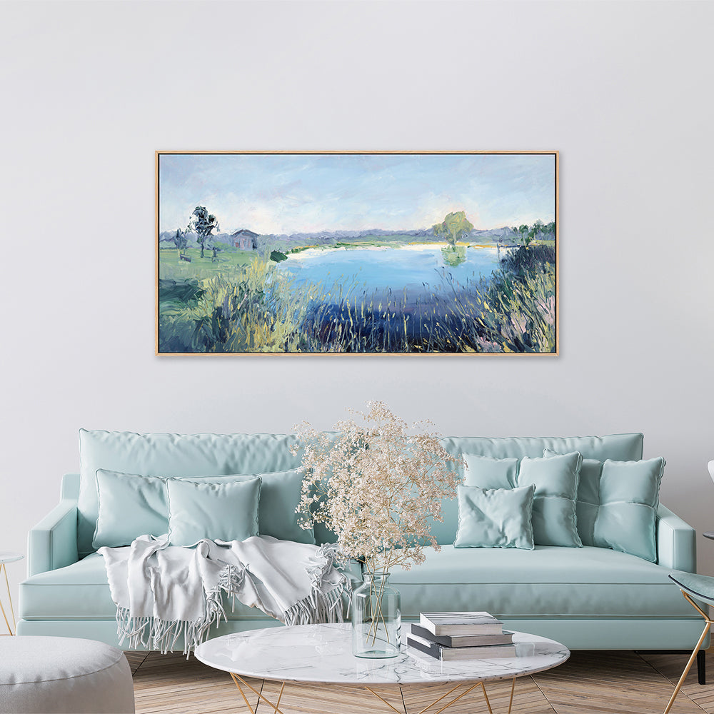 wall-art-print-canvas-poster-framed-Mudgee Vineyard Dam-by-Meredith Howse-Gioia Wall Art